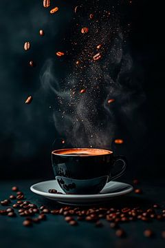 Coffee enjoyment with floating beans by Poster Art Shop