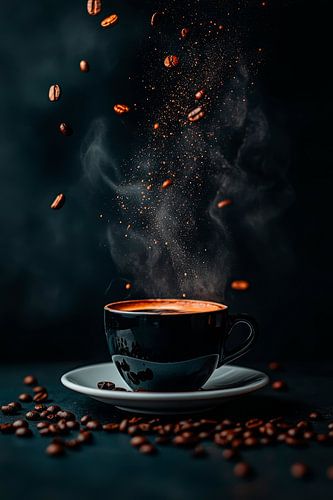Koffiegenot met drijvende bonen