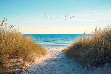 Strandpad naar de zee van Poster Art Shop