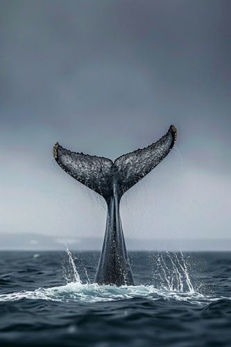 Walvisspiering spetterend in het water