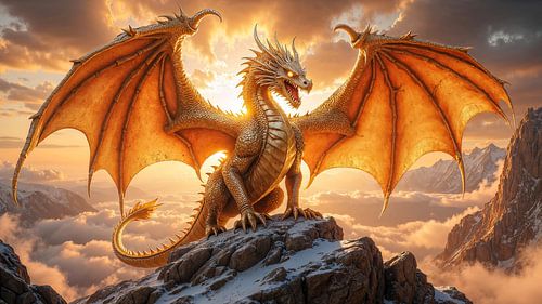 GOLDRAKON - The Golden Dragon on the Mountain Peak