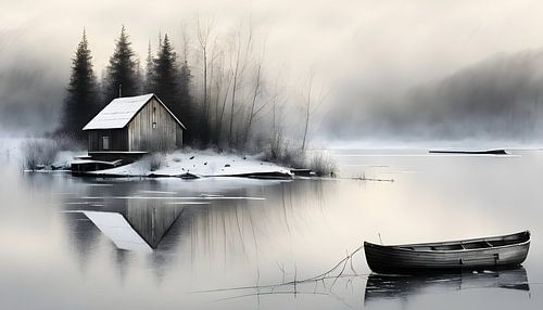 wintry lake landscape