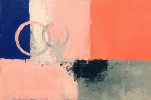 Abstract minimal art in coral and blue