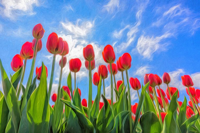 spring with red tulips by eric van der eijk