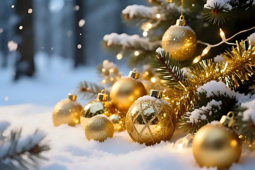 Fonkelende lichtjes in het winterse bos van Jean Pierre