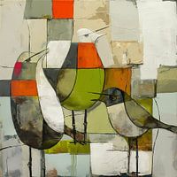 Bird meeting, abstract birds