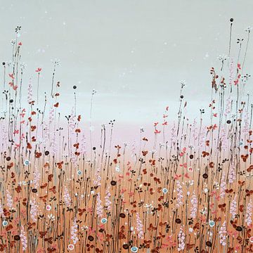 Flower field painting, earthy elegant by Bianca ter Riet