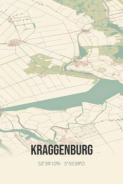 Vintage landkaart van Kraggenburg (Flevoland) van MijnStadsPoster