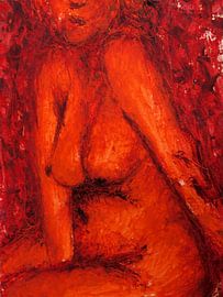 Weibliches Aktmodell in warmem Orange und Rot von Anita Snik-Broeken