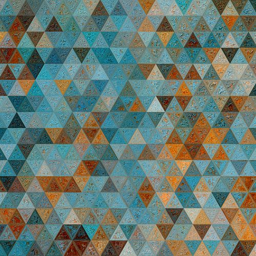 Mozaïek driehoek blauw bruin oranje #mosaic