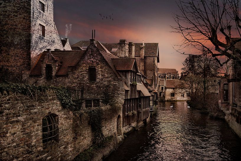 Stukje Brugge  vanaf Bonifaciusbrug von Tejo Coen