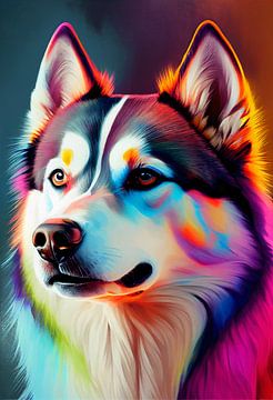 Kleurrijke huskey van drdigitaldesign