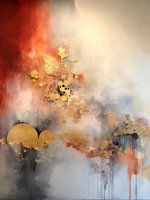 Abstract painting - red, blue and gold