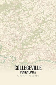 Vintage landkaart van Collegeville (Pennsylvania), USA. van Rezona