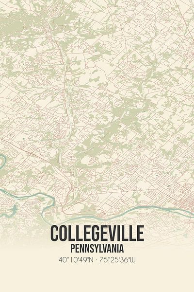 Alte Karte von Collegeville (Pennsylvania), USA. von Ortsdrucke
