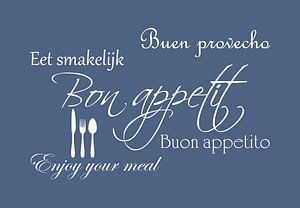 Tekst Bon appetit - Blauw van Sandra Hazes