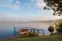 Morning fog at the lonely lake