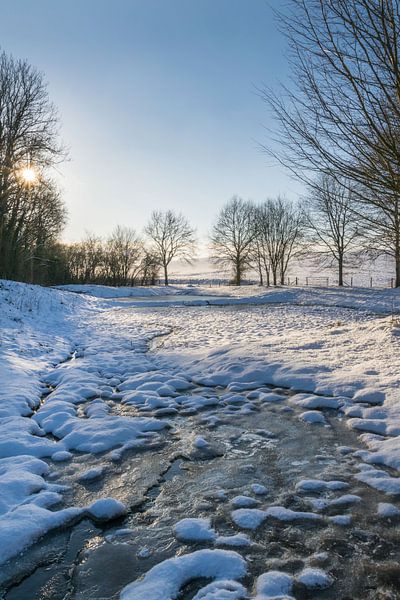 Lac intérieur gelé au soleil avec de la neige par Ad Bervoets AdFont