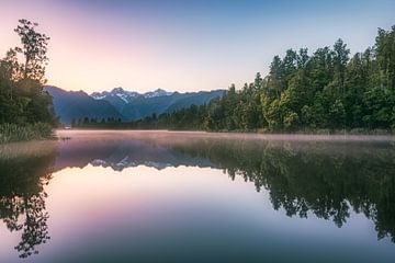 New Zealand Lake Matheson Panorama by Jean Claude Castor