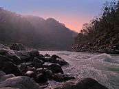 De rivier de Ganges met zonsondergang in India von Eye on You Miniaturansicht