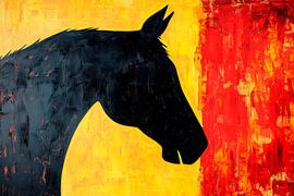 Pferdesilhouette vor farbigem Hintergrund von Poster Art Shop