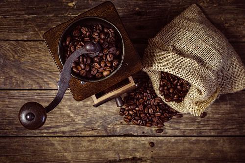 Coffee grinder with beans