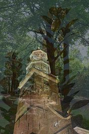 Église dans la lumière du soir sur Art. by Janine