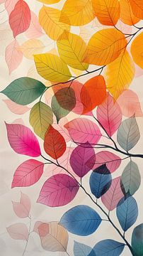 Feuilles colorées couleurs claires panorama debout sur TheXclusive Art