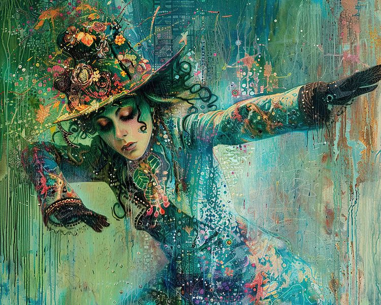 Floral Spirit Escape van Abstract Schilderij