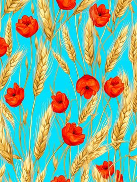 Poppies in a field of Cereal field. by Luc de Zeeuw