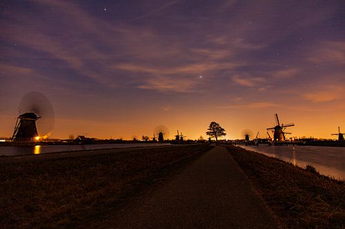 Coucher de soleil à Kinderdijk
