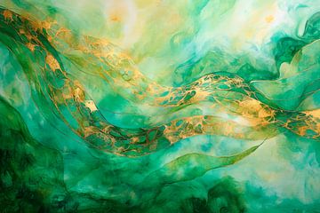 Abstract green watercolour art by Poster Art Shop