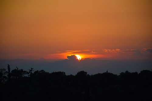 Zonsondergang vanaf Areopagus heuvel Athene