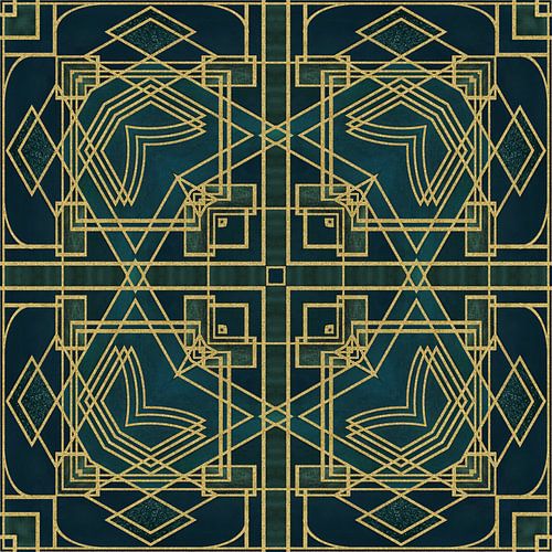 Art Deco Tegel Groen Goud