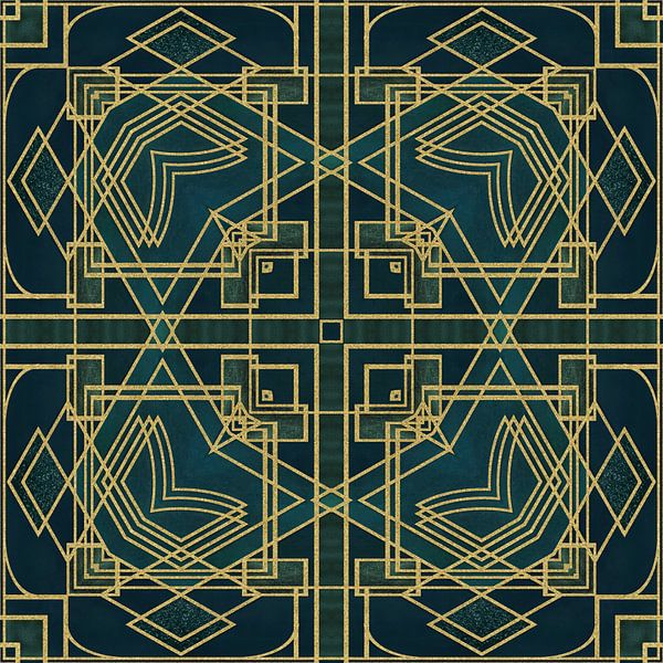 Art Deco Tile Green Gold by Andrea Haase