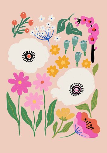 Witte klaprozen weide