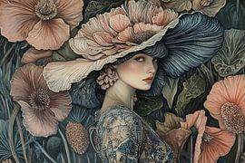 Floral portrait | Elegant Floral Hat by Flower Studio