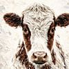 Portret van een nieuwsgierige koe van Jessica Berendsen