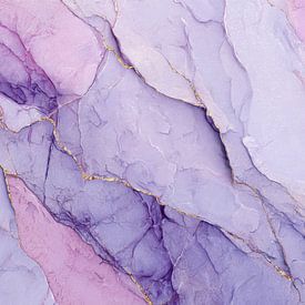 Structure marbrée abstraite Lilas Or Design raffiné sur Eva Lee