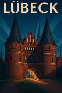 Lübeck Vintage Reiseplakat - Holstentor Gateway