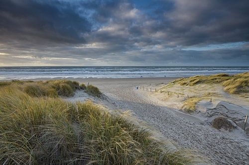 North Sea beach entrance at Bergen aan Zee in January