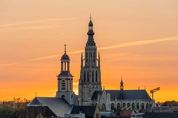 Breda Skyline, Great Church during sunset