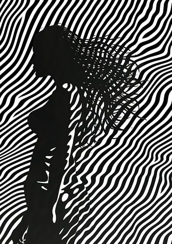 Black-and-white silhouette with patterns