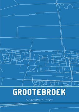 Blauwdruk | Landkaart | Grootebroek (Noord-Holland) van MijnStadsPoster