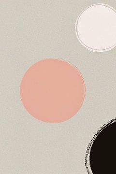 Minimalistische kunst met zwarte rozen en witte tinten op een neutrale ondergrond