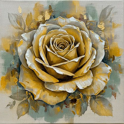 Klassisches romantisches Gemälde einer gelben (Tee-)Rose