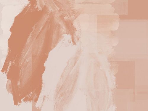 Abstracte minimalistische kunst in pastelkleuren. Okergeel en wit van Dina Dankers