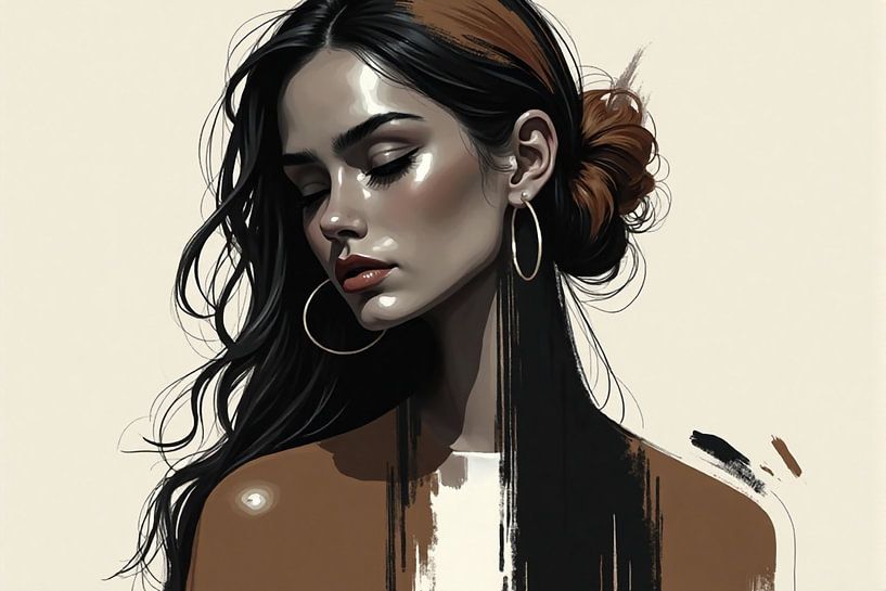 Abstract Woman - Elegance in Earthy Tones by Kleurenrijk