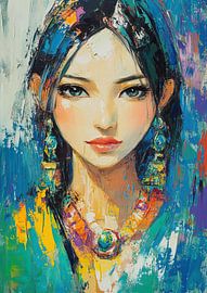 Junge Frau Farbexplosion von Blickfänger Gemälde