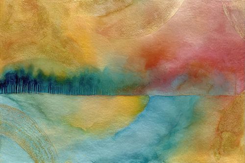 Abstract schilderij,  atmosferisch landschap en kleurentherapie